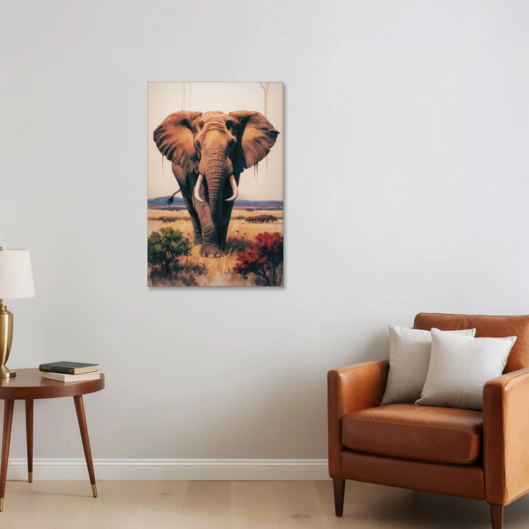 Bold Elephant Majesty - Canvas Wall Art - Sofa - 24x36