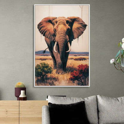 Bold Elephant Majesty Sitting Room - White Canvas Wall Art