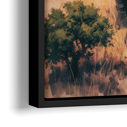 Bold Elephant Majesty - Close-Up Black Frame Canvas