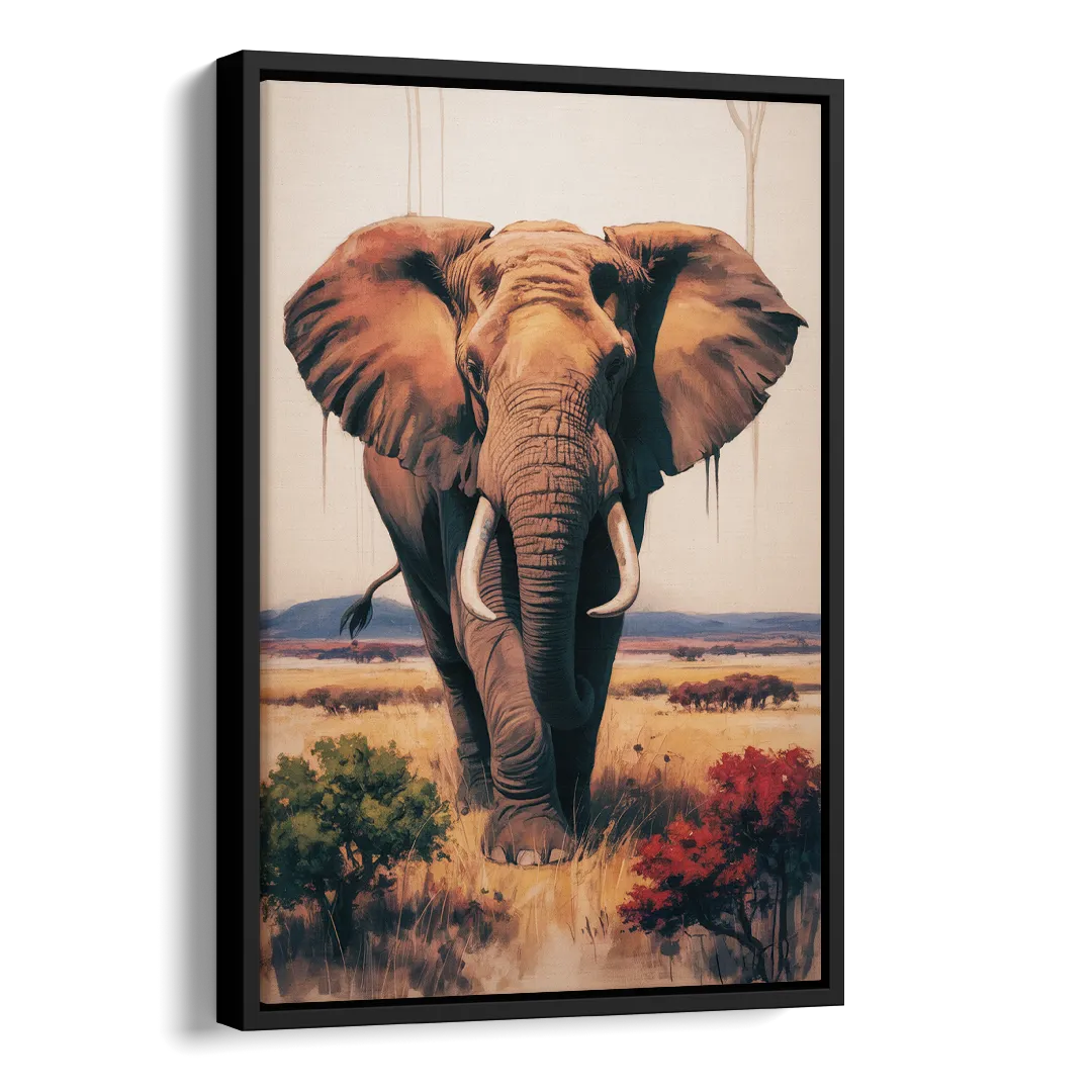 Bold Elephant Majesty Side - Black Canvas Wall Art