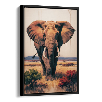Bold Elephant Majesty Side - Black Canvas Wall Art