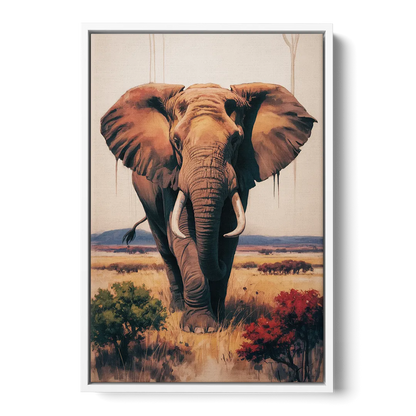 Bold Elephant Majesty Front - White Canvas Wall Art