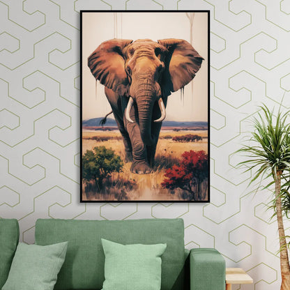 Bold Elephant Majesty Sitting Room - Black Canvas Wall Art