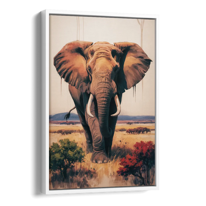 Bold Elephant Majesty Side - White Canvas Wall Art
