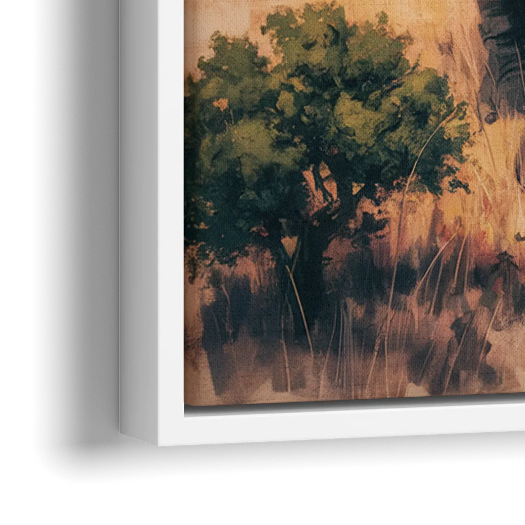 Bold Elephant Majesty - Close-Up White Frame Canvas