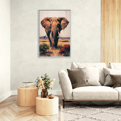 Bold Elephant Majesty - Living Room White Frame Canvas
