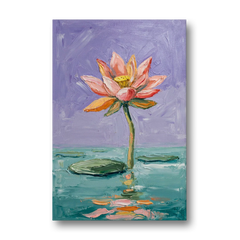 Bold Floral Wall Art Lotus Over Teal Water - Canvas Wall Art - Front
