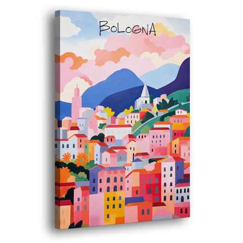 Bologna Art of Pink Rooftops - Canvas Wall Art - Side
