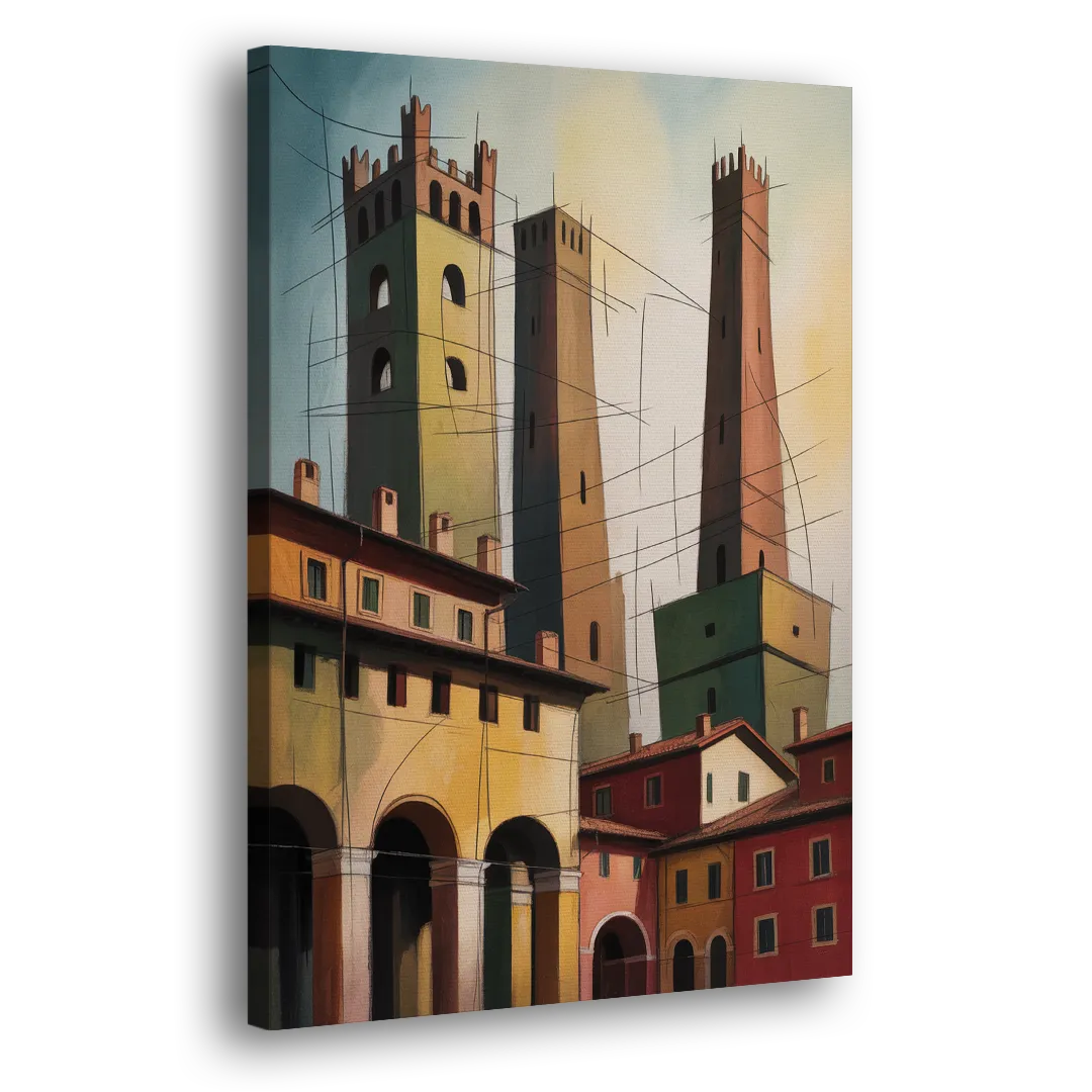 Bologna's Medieval Heart Side - Canvas Wall Art