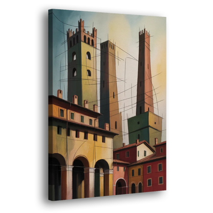 Bologna's Medieval Heart Side - Canvas Wall Art