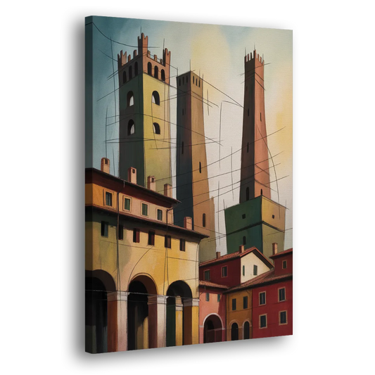 Bologna's Medieval Heart Side - Canvas Wall Art