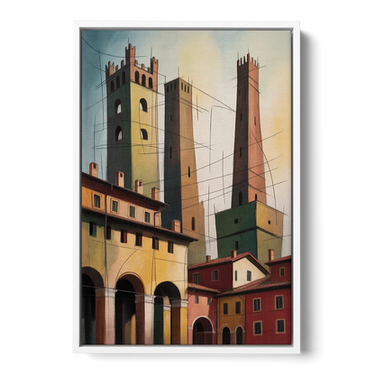 Bologna's Medieval Heart Front - White Canvas Wall Art