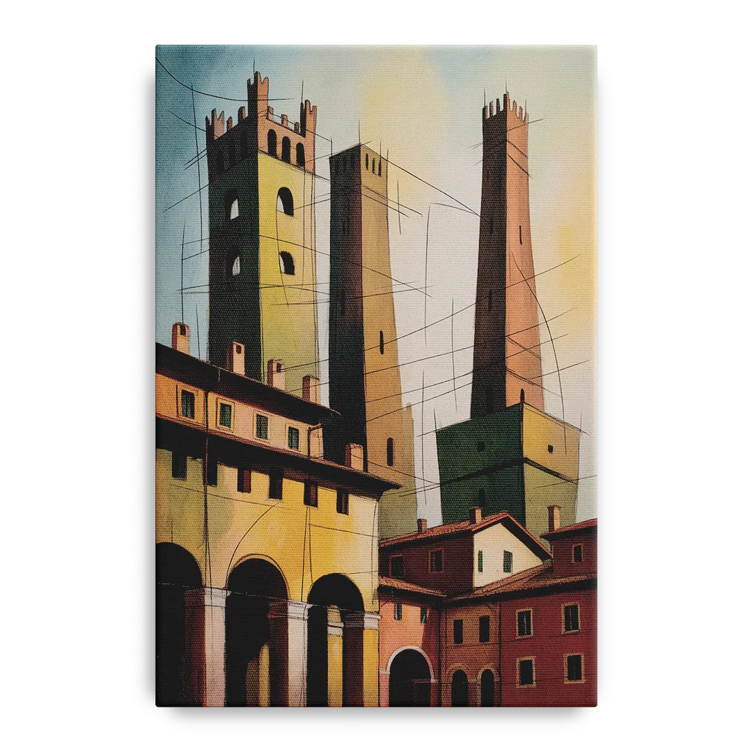 Bologna's Medieval Heart Front - Canvas Wall Art