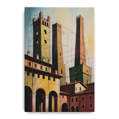 Bologna's Medieval Heart Front - Canvas Wall Art