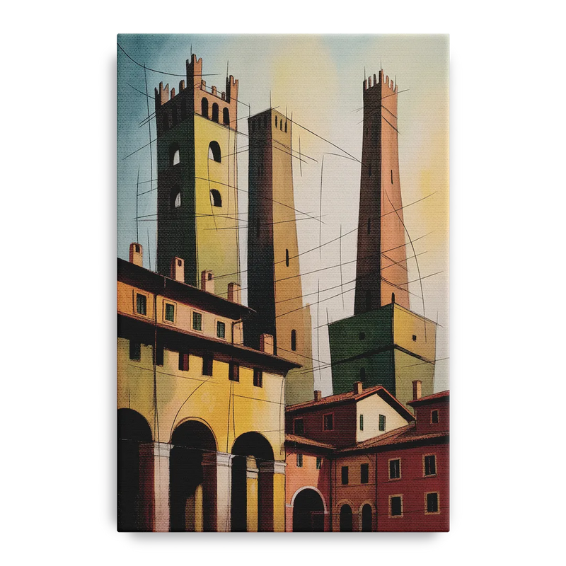Bologna's Medieval Heart Front - Canvas Wall Art