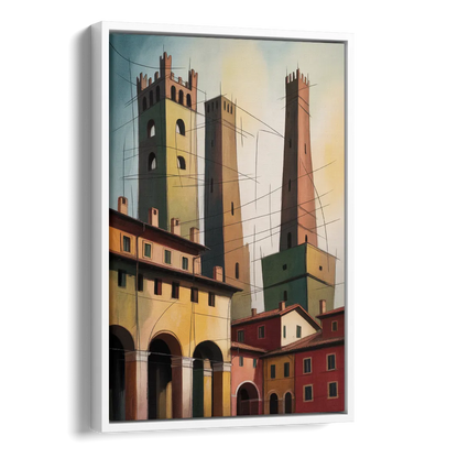 Bologna's Medieval Heart Side - White Canvas Wall Art
