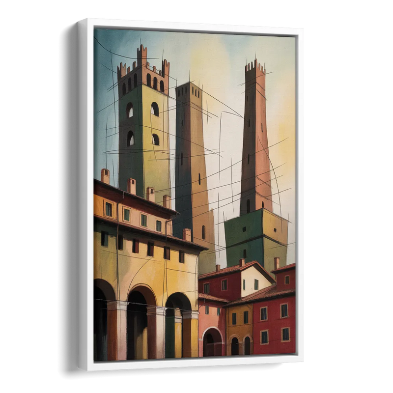 Bologna's Medieval Heart Side - White Canvas Wall Art
