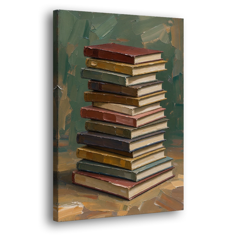 Book Stack Wall Art of a Leaning Tower - Canvas Wall Art - Side