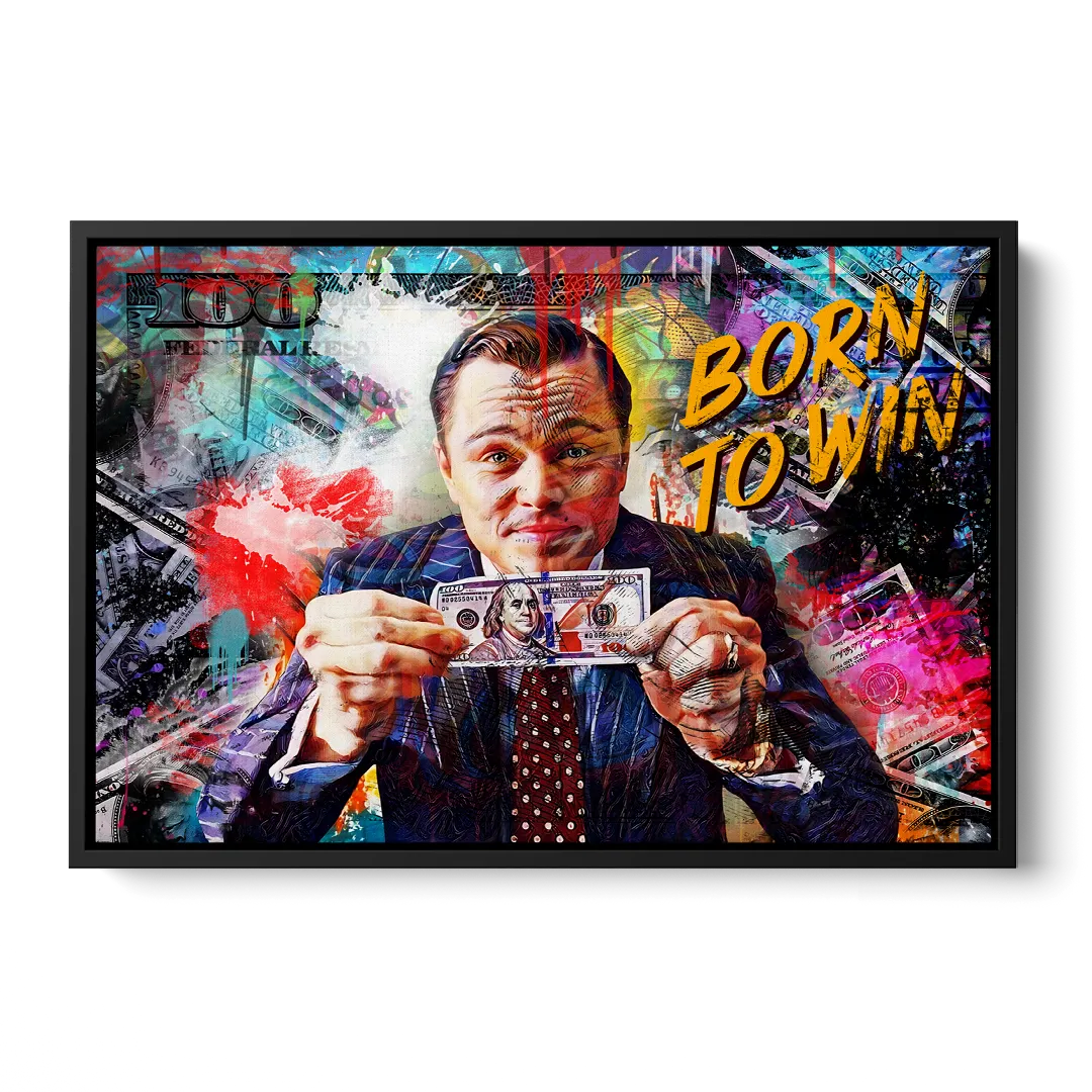 Born To Win Front - Black Canvas Wall Art