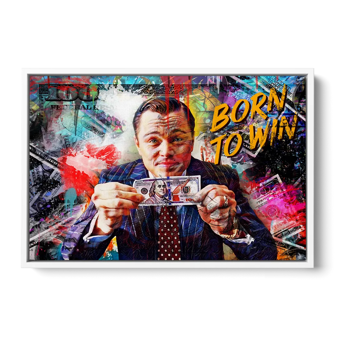 Born To Win Front - White Canvas Wall Art