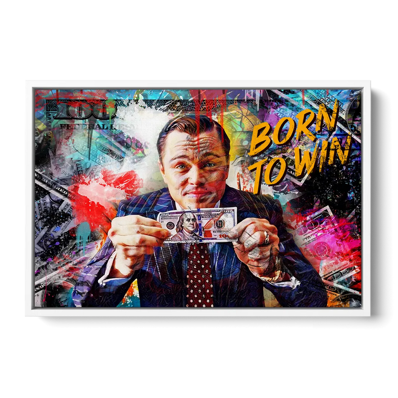 Born To Win Front - White Canvas Wall Art