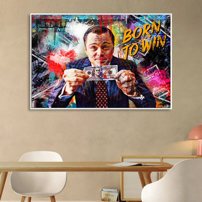 Born To Win Living Room - White Canvas Wall Art