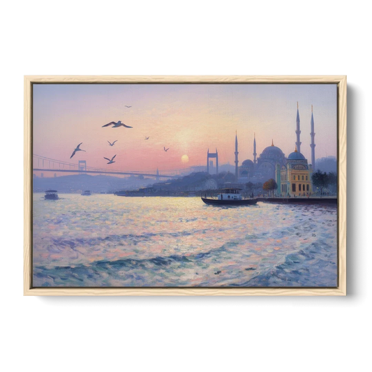Bosphorus Sunrise - Oak Framed Canvas Wall Art - Front