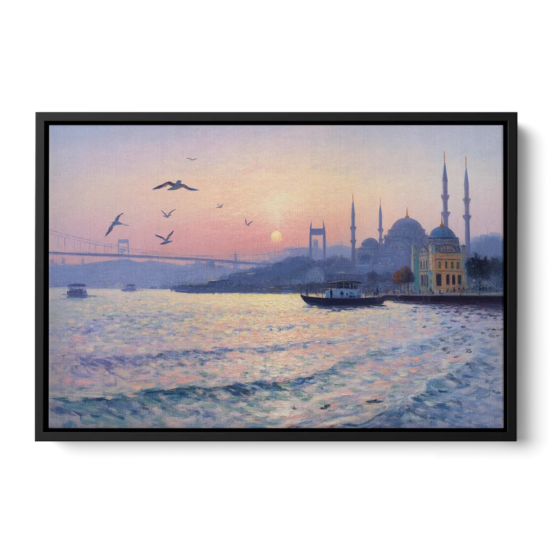 Bosphorus Sunrise Front - Black Canvas Wall Art
