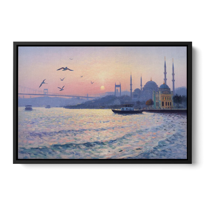 Bosphorus Sunrise Front - Black Canvas Wall Art