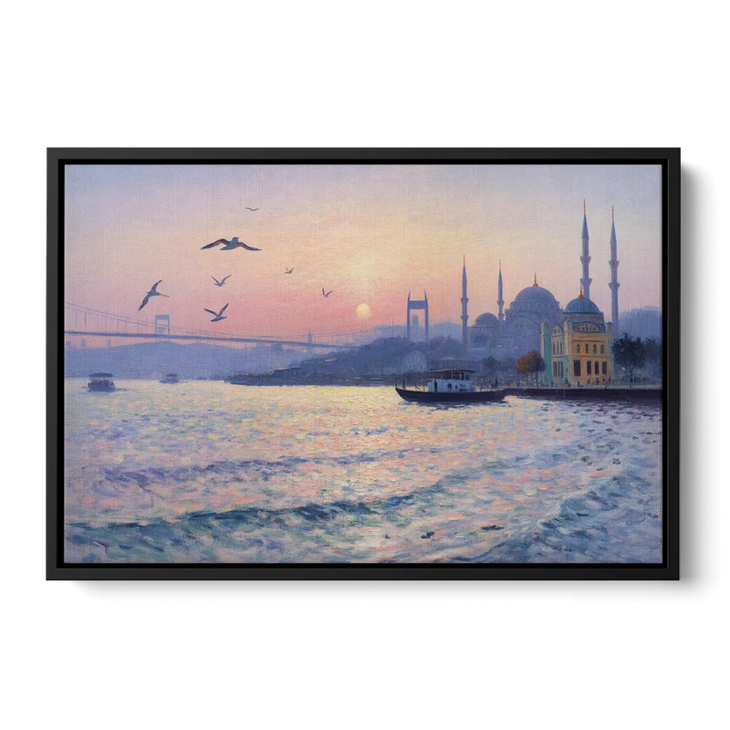 Bosphorus Sunrise Front - Black Canvas Wall Art