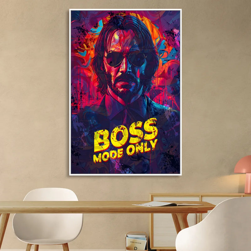 Boss Mode Only Living Room - White Canvas Wall Art