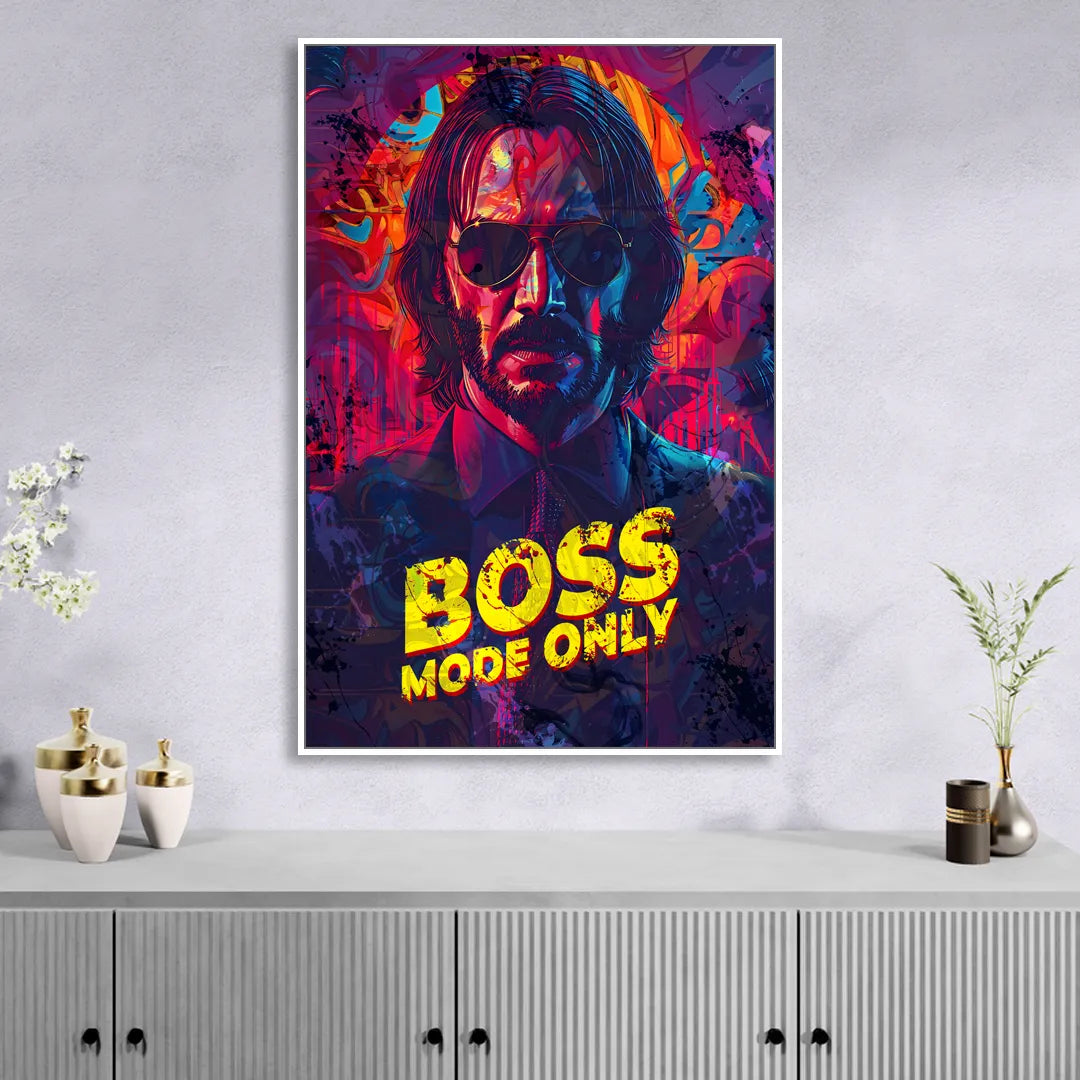 Boss Mode Only Sitting Room - White Canvas Wall Art