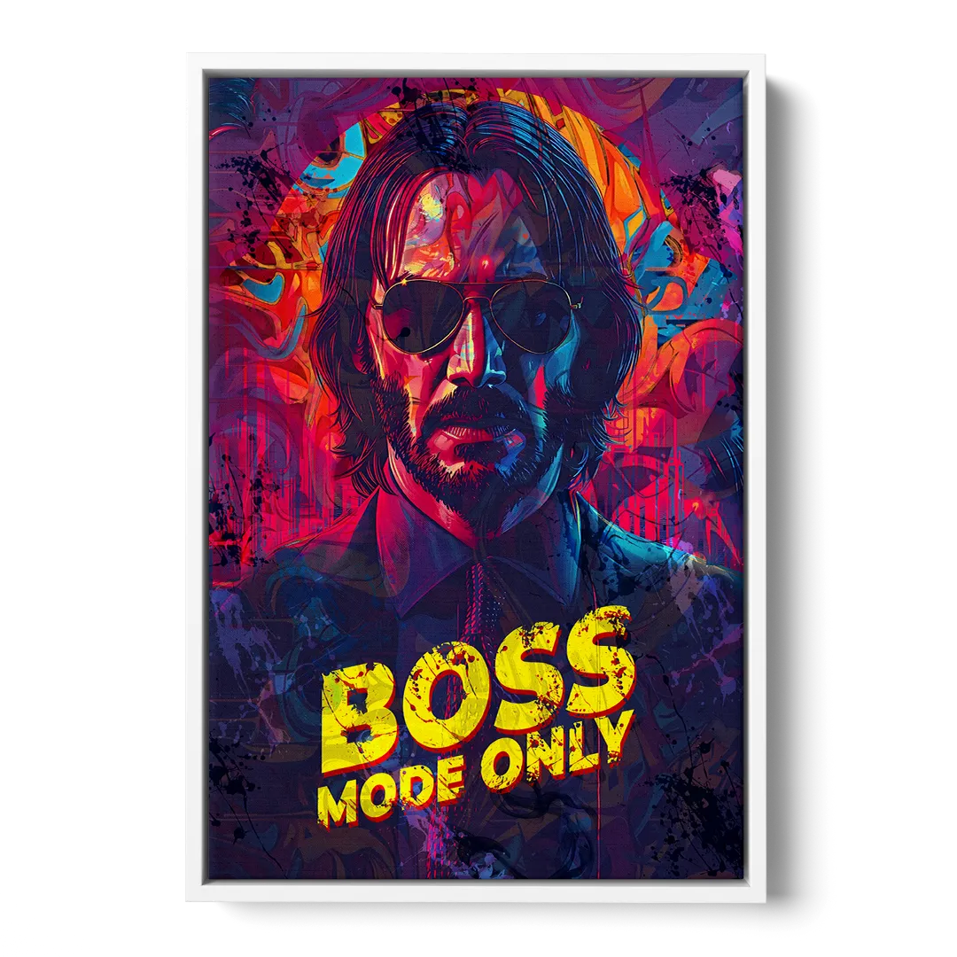 Boss Mode Only Front - White Canvas Wall Art