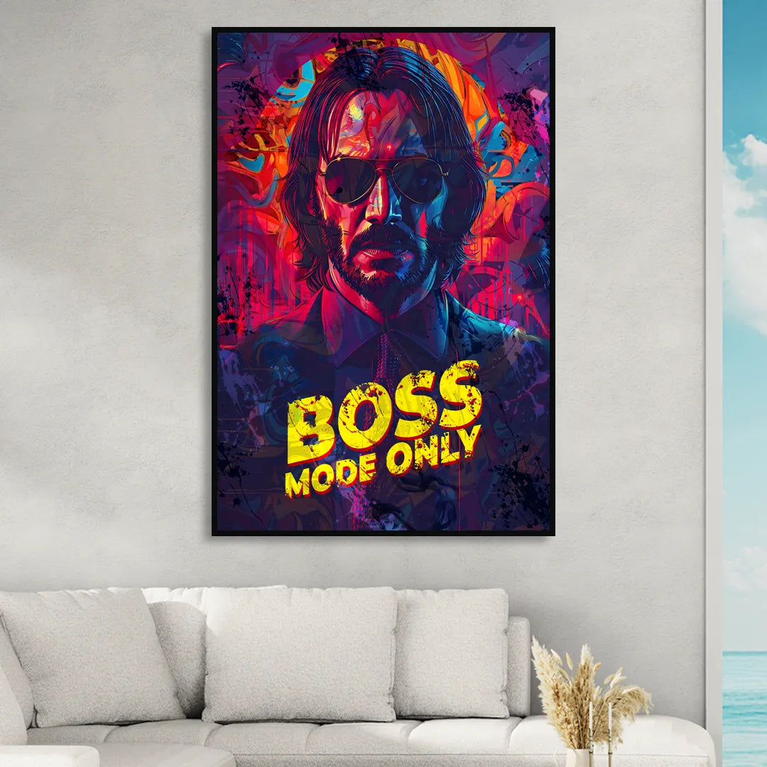 Boss Mode Only Living Room - Black Canvas Wall Art