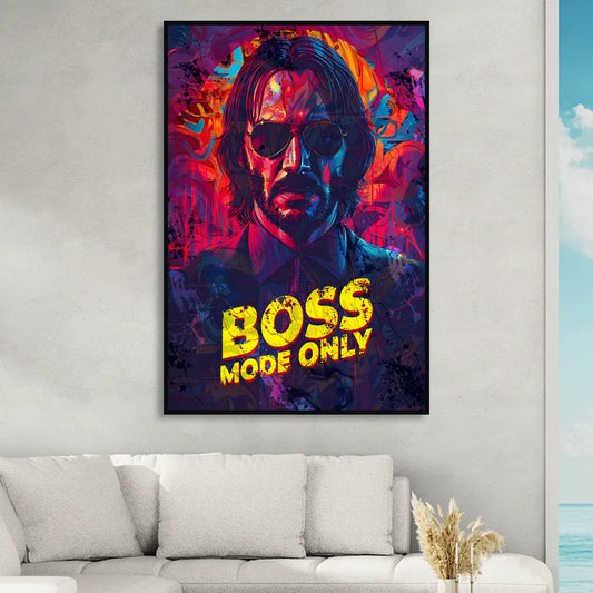 Boss Mode Only Living Room - Black Canvas Wall Art