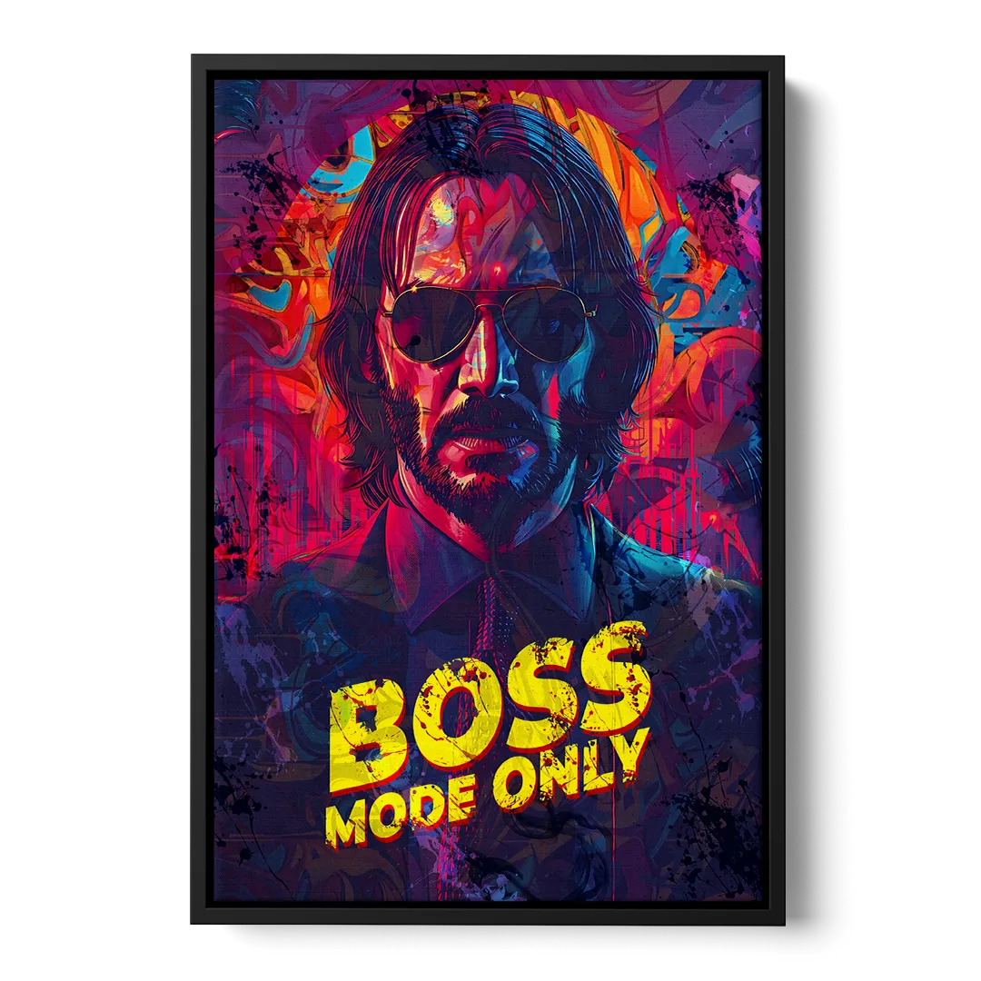 Boss Mode Only Front - Black Canvas Wall Art