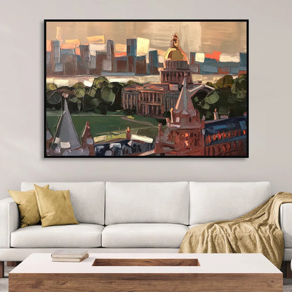Boston Architectural Beauty Living Room - Black Canvas Wall Art