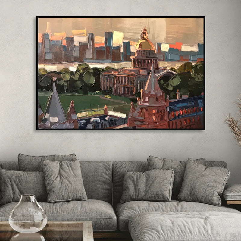 Boston Architectural Beauty Sitting Room - Black Canvas Wall Art