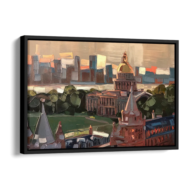 Boston Architectural Beauty Side - Black Canvas Wall Art