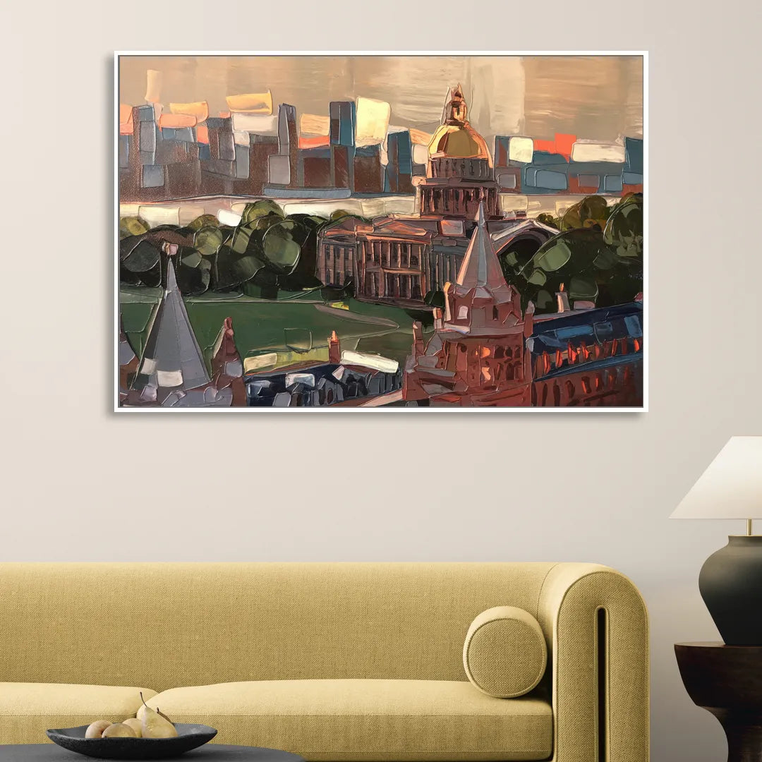 Boston Architectural Beauty Sitting Room - White Canvas Wall Art
