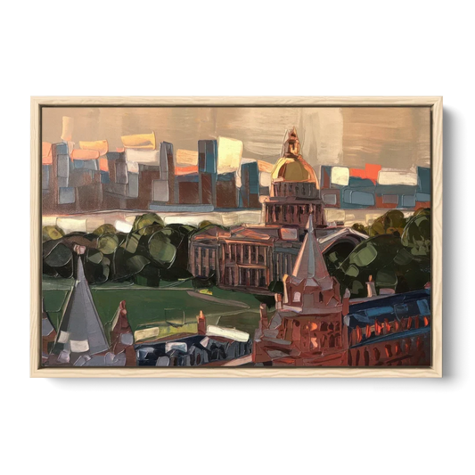 Boston Architectural Beauty - Oak Framed Canvas Wall Art - Front