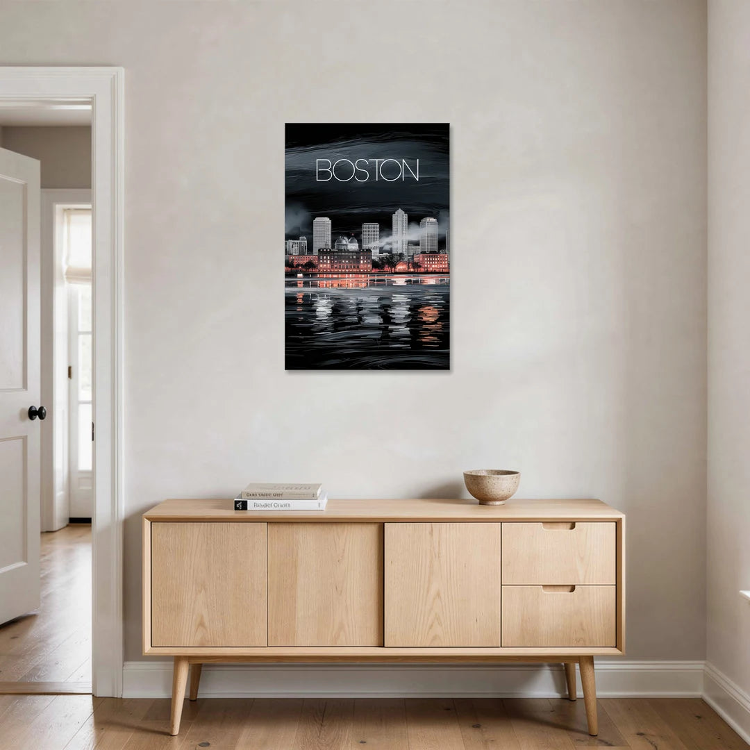 Boston Black and White Aesthetic - Canvas Wall Art - Coffee Table - 24x36