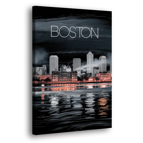 Boston Black and White Aesthetic - Canvas Wall Art - Side