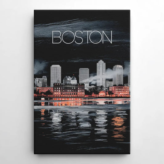 Boston Black and White Aesthetic - Canvas Wall Art
