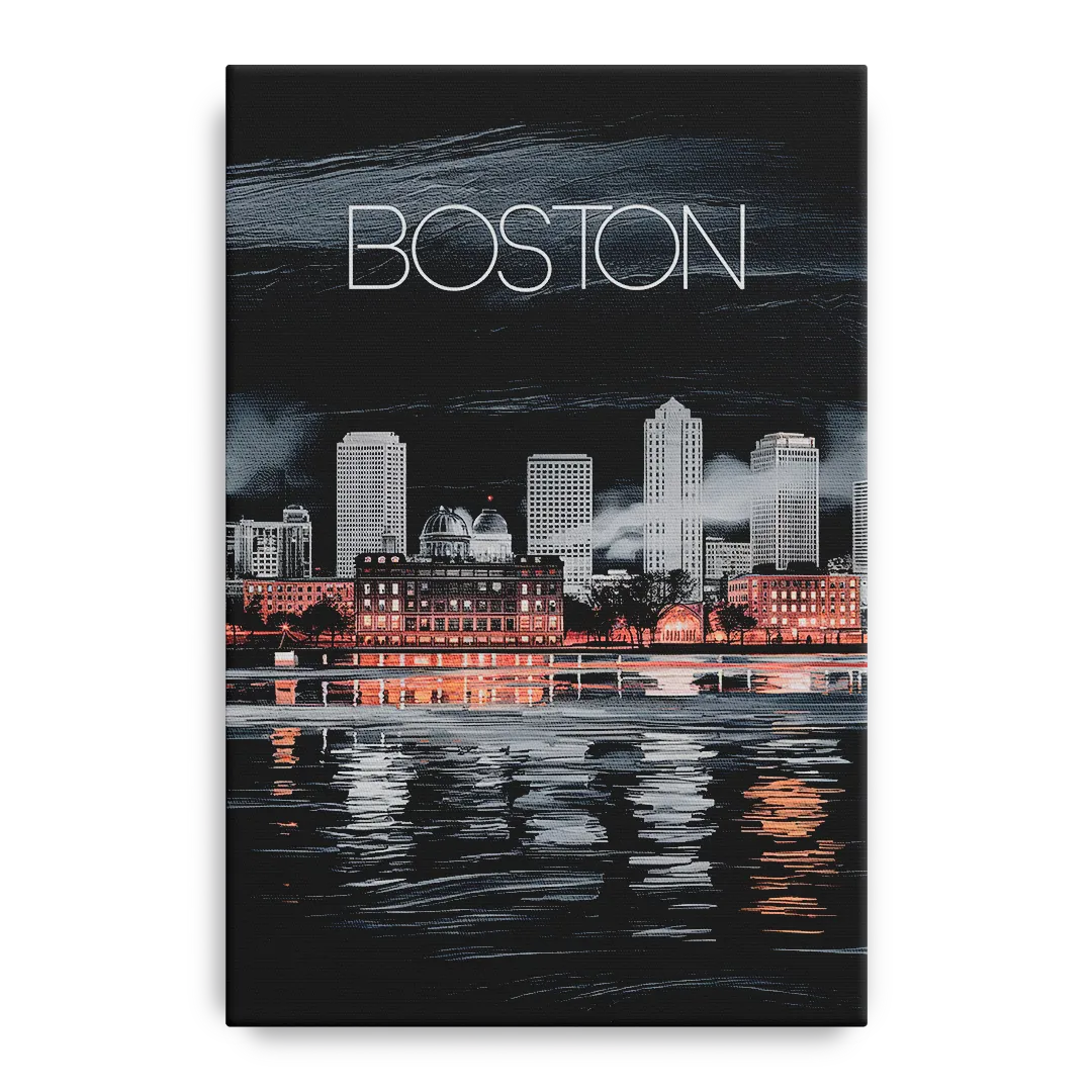 Boston Black and White Aesthetic Front - Canvas Wall Art