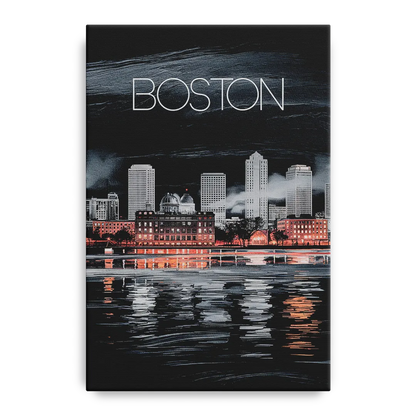 Boston Black and White Aesthetic Front - Canvas Wall Art