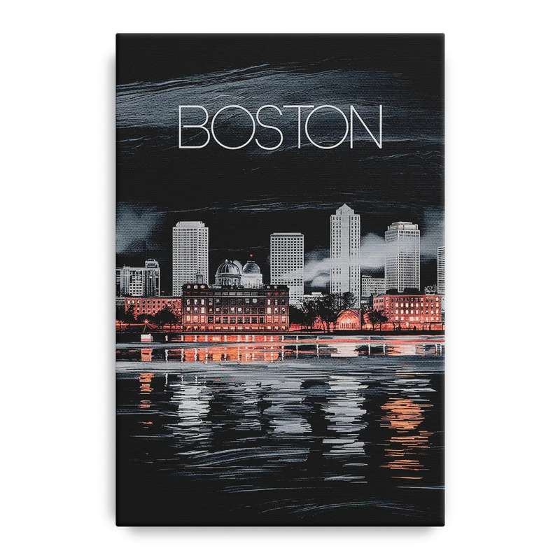 Boston Black and White Aesthetic Front - Canvas Wall Art