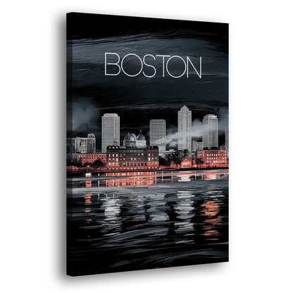 Boston Black and White Aesthetic Side - Canvas Wall Art
