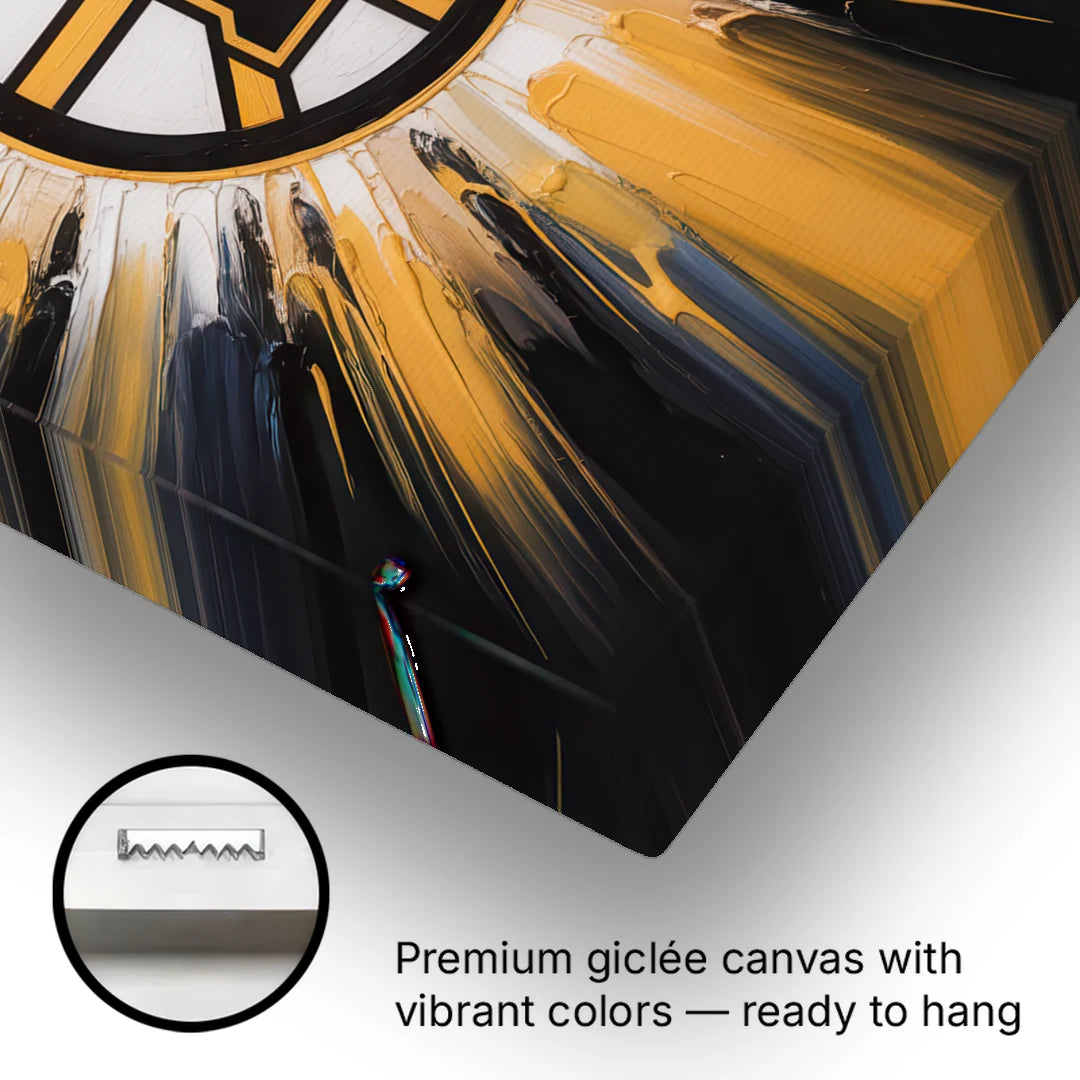 Boston Bruins Impressionistic Emblem Art - Canvas Wall Art - Gallery Wrap Corner