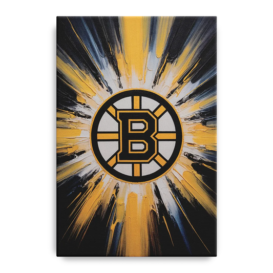 Boston Bruins Impressionistic Emblem Art - Canvas Wall Art